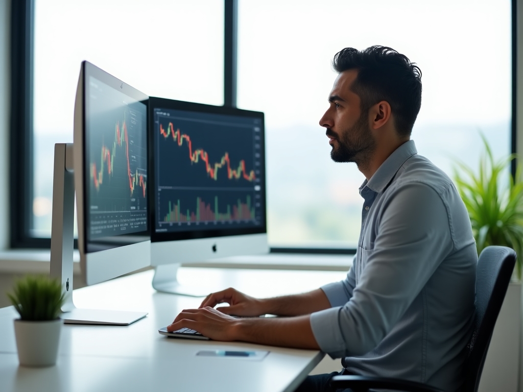 Finanzanalyst bei der Arbeit mit Nachhaltigkeitsfokus